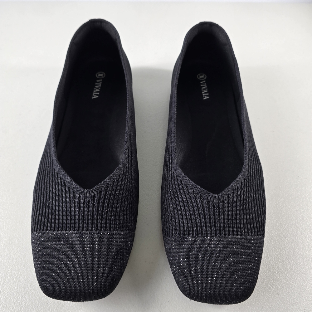 VIVAIA Elegant Black Women's Flats with Sparkles